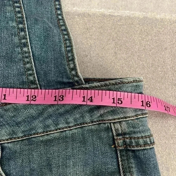 [W25]Free People WMN Denim Overalls Bibs Shorts  Romper Open Back - Picture 2 of 6